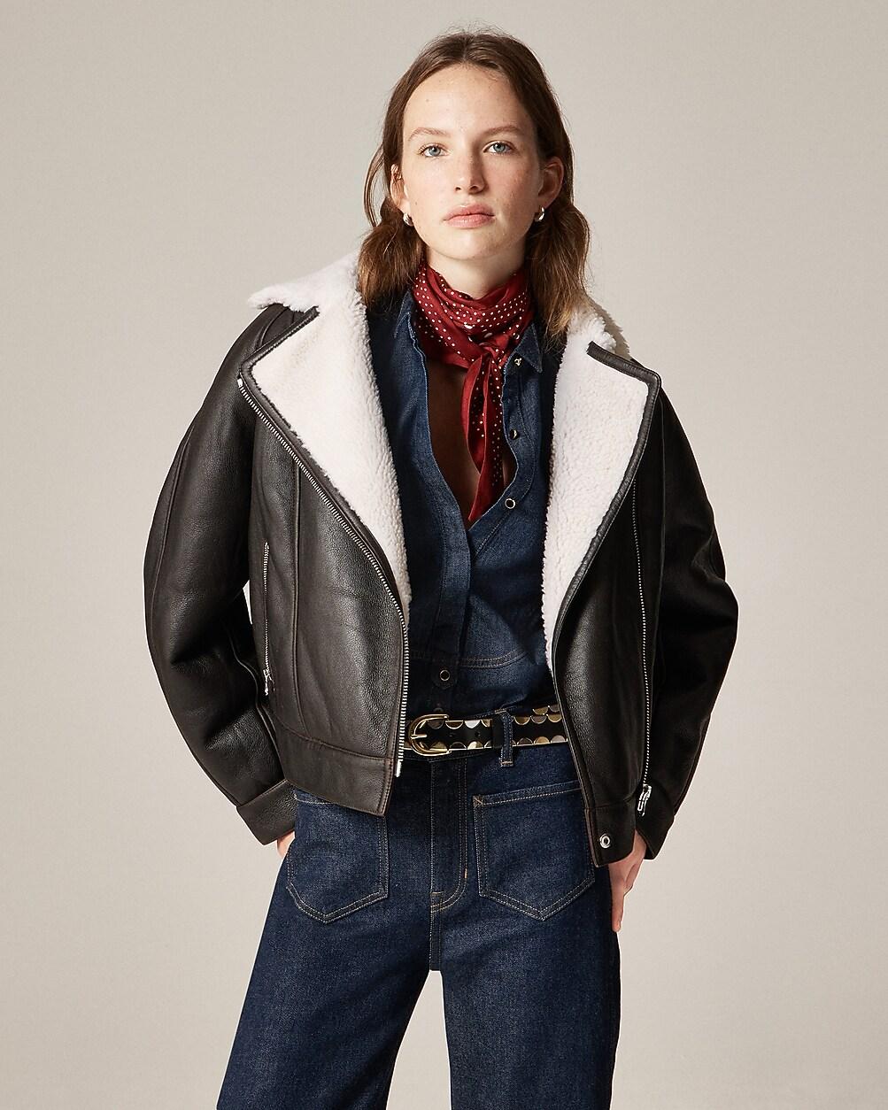 Collection shearling moto jacket by J.CREW