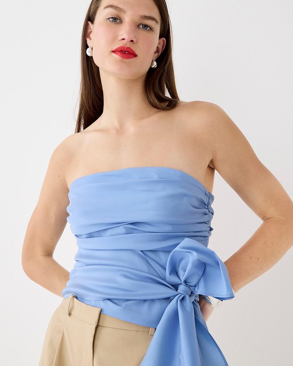 Collection taffeta ruched strapless top with bow by J.CREW Collection taffeta ruched strapless top with bow by J.CREW