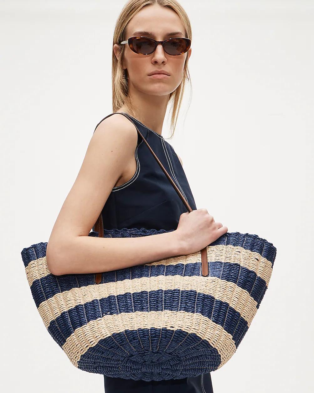 Como woven straw tote in stripe by J.CREW