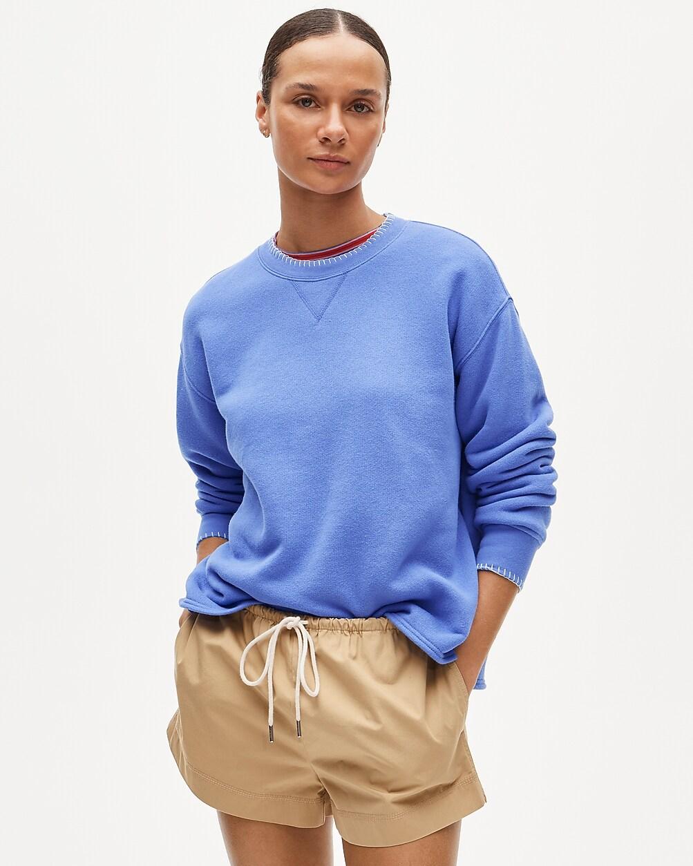Contrast-trim heritage terry relaxed crewneck sweatshirt by J.CREW