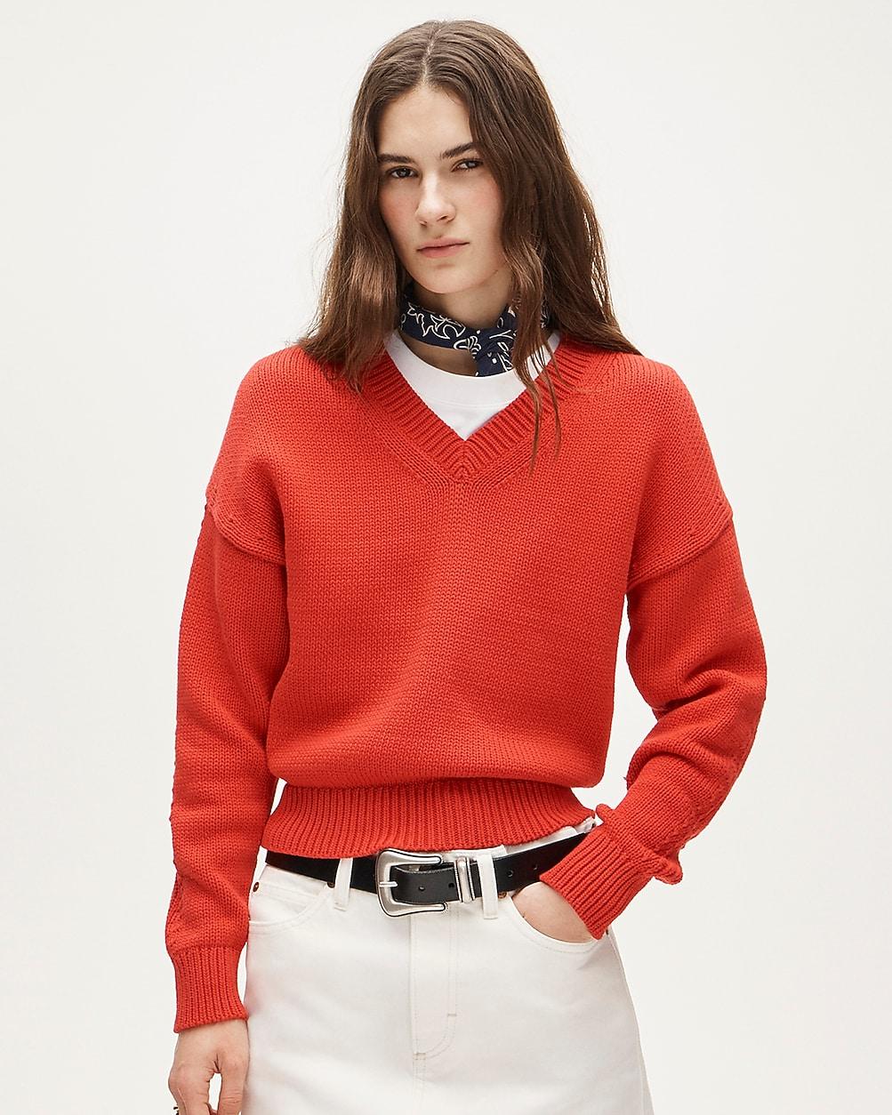 Cotton-blend V-neck pullover sweater by J.CREW