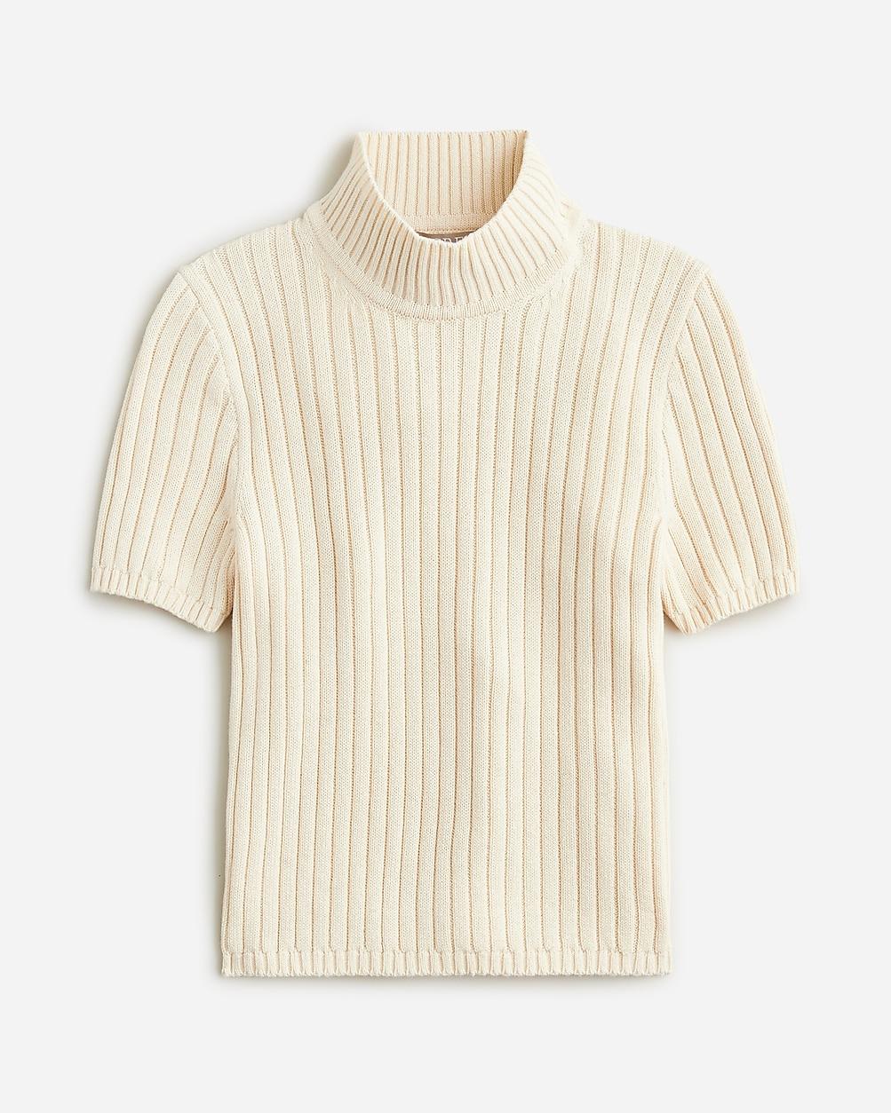 Cotton-blend short-sleeve turtleneck sweater by J.CREW