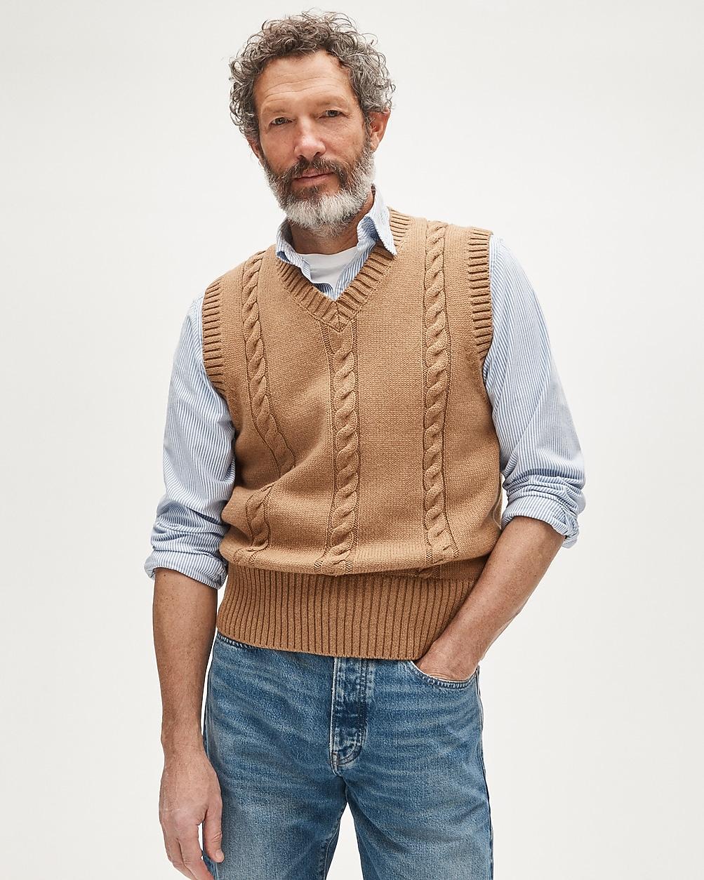 Cotton cable-knit sweater-vest by J.CREW