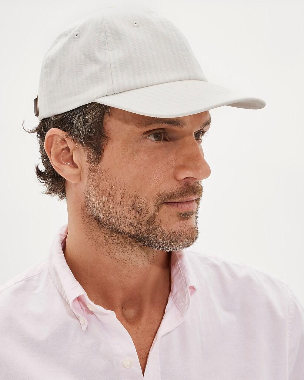 Cotton canvas cap in faded indigo stripe by J.CREW