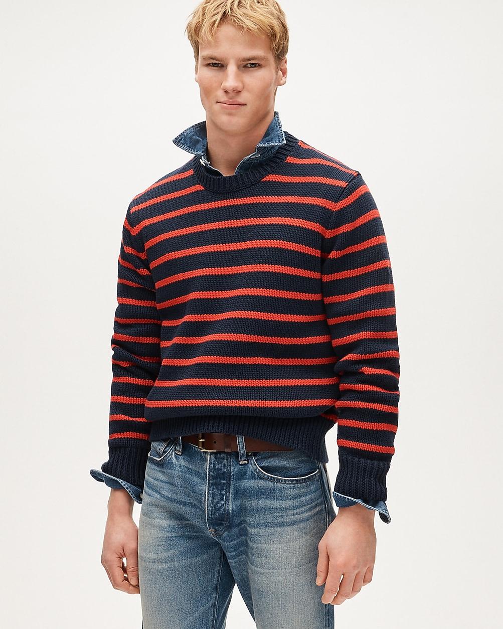 Cotton crewneck sweater in stripe by J.CREW