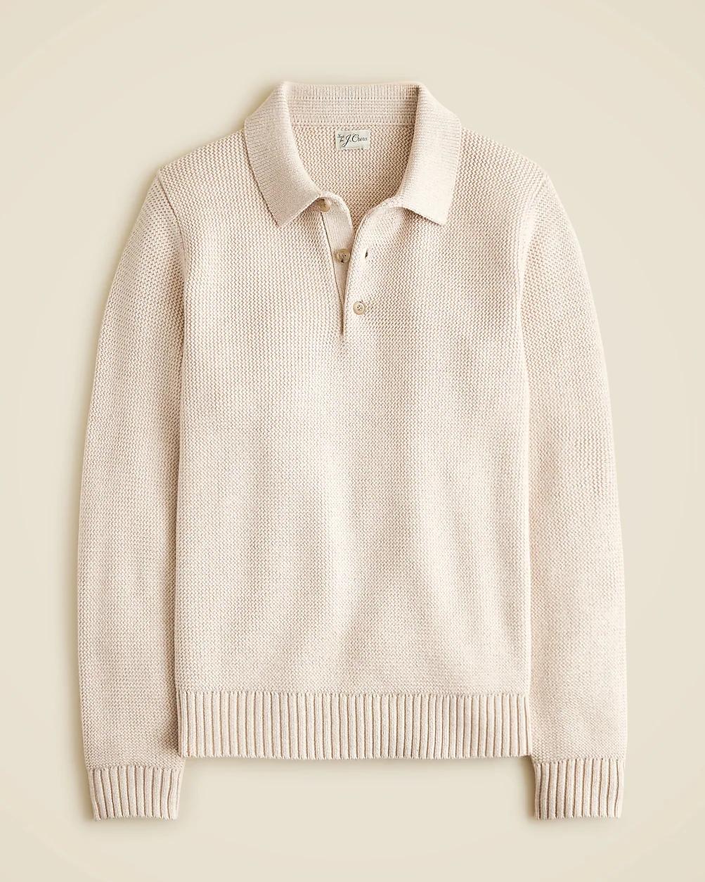 Cotton racking-stitch sweater-polo by J.CREW