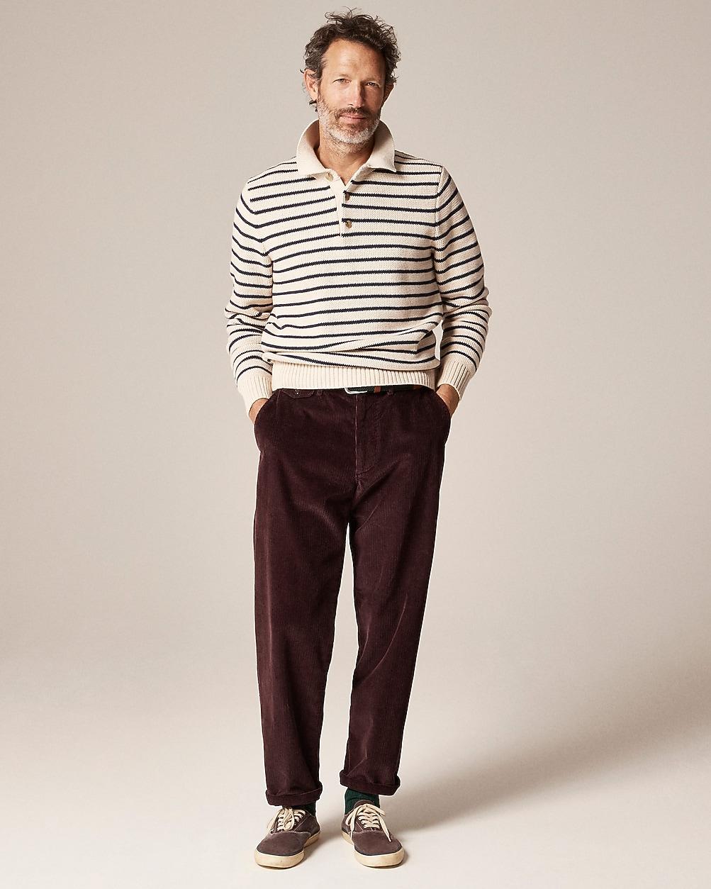 Cotton racking-stitch sweater-polo in stripe by J.CREW