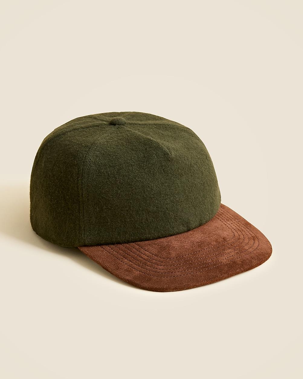 Cotton trucker cap with leather brim by J.CREW