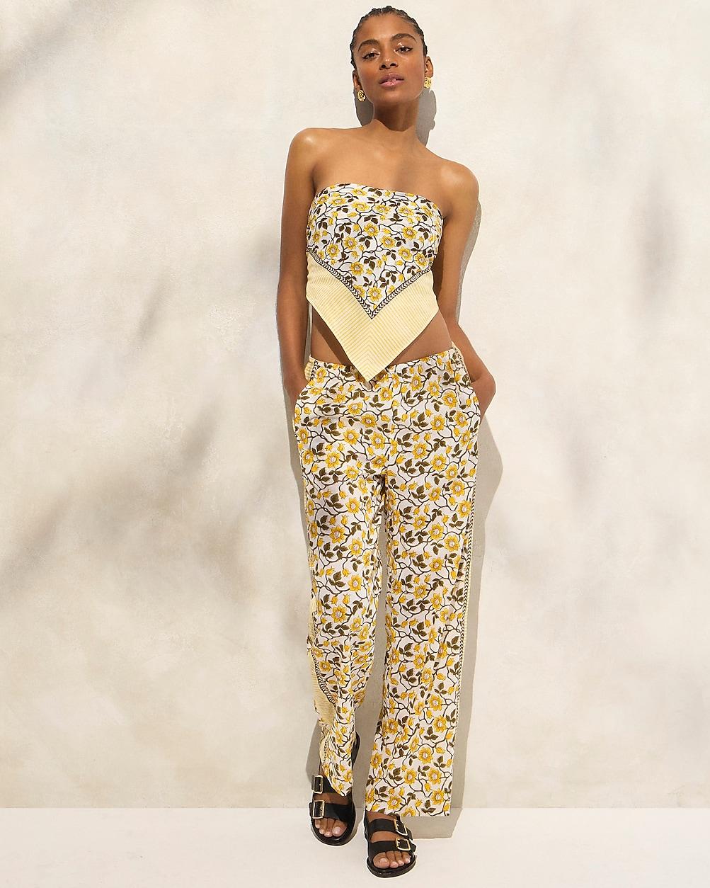 Cotton voile bandana top in daffodil daze block print by J.CREW