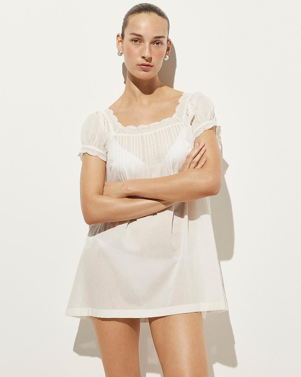 Cotton voile scallop-trim babydoll dress by J.CREW