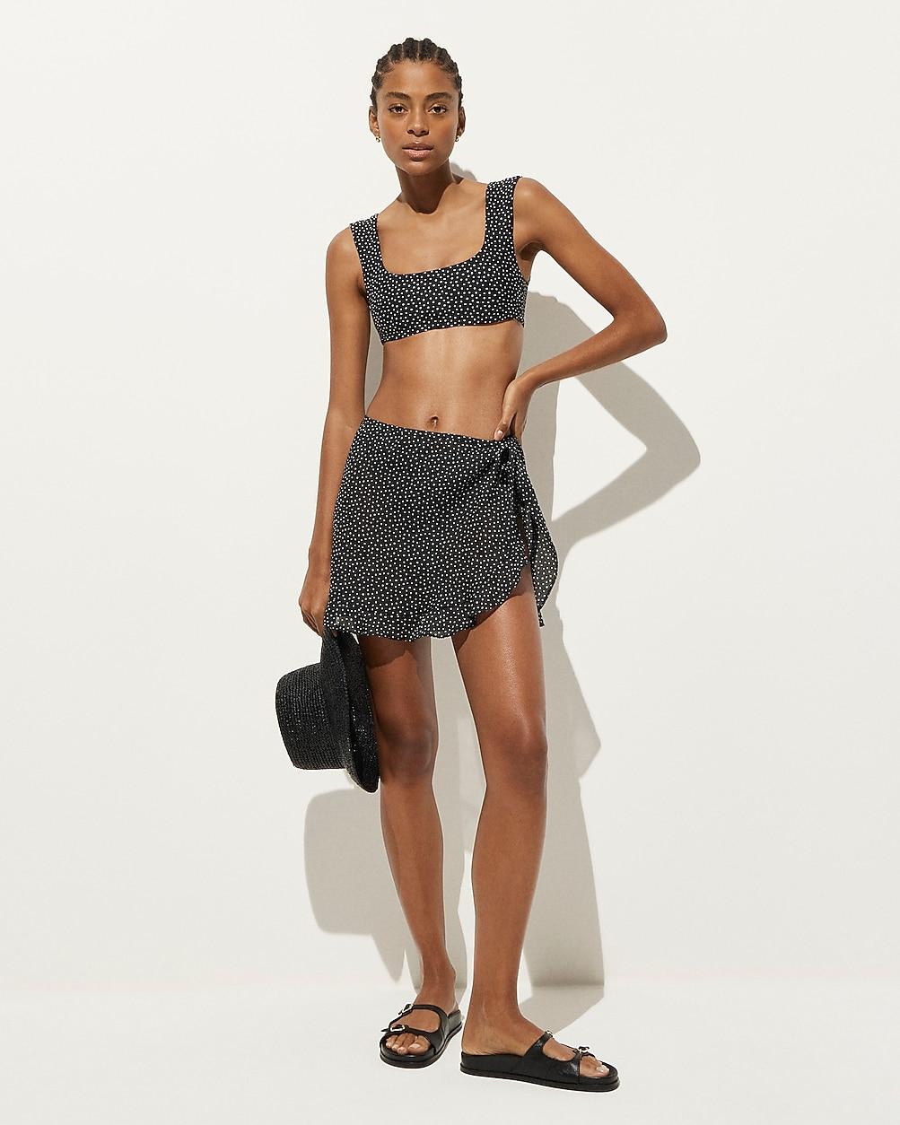 Cover-up wrap skirt in ramie dot print by J.CREW