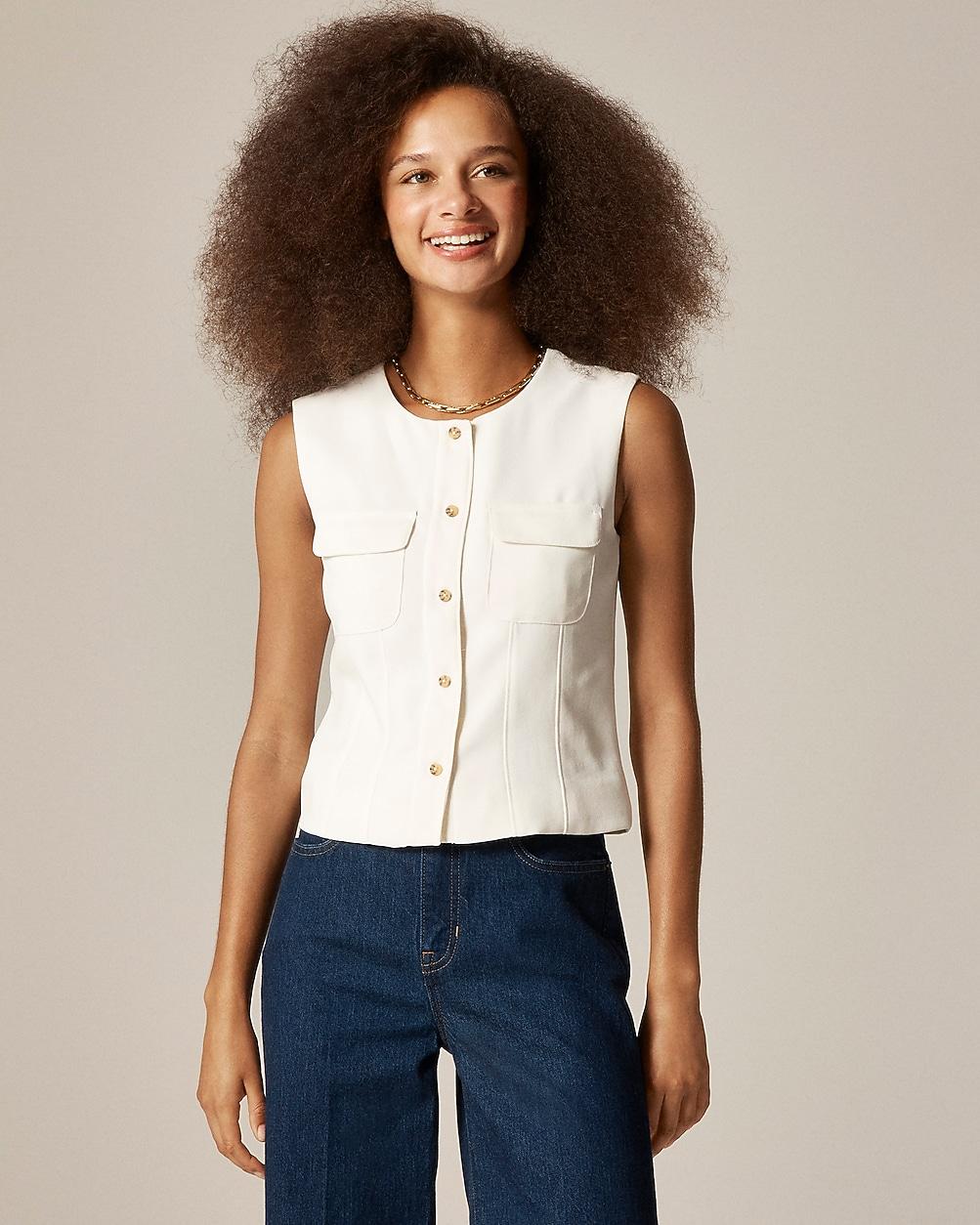 Crewneck vest in city crepe by J.CREW