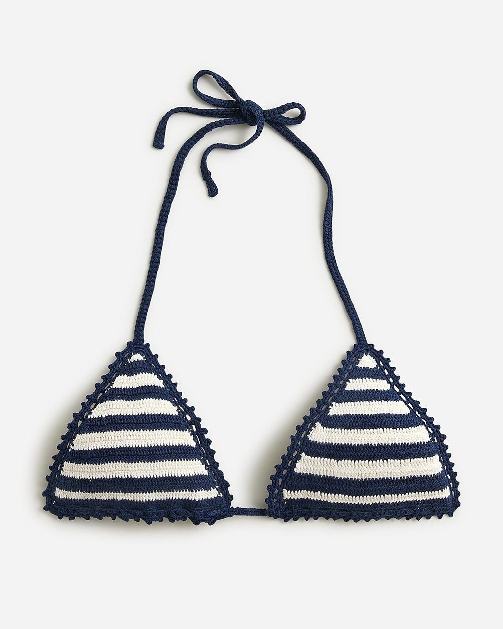 Crochet bikini top in stripe by J.CREW