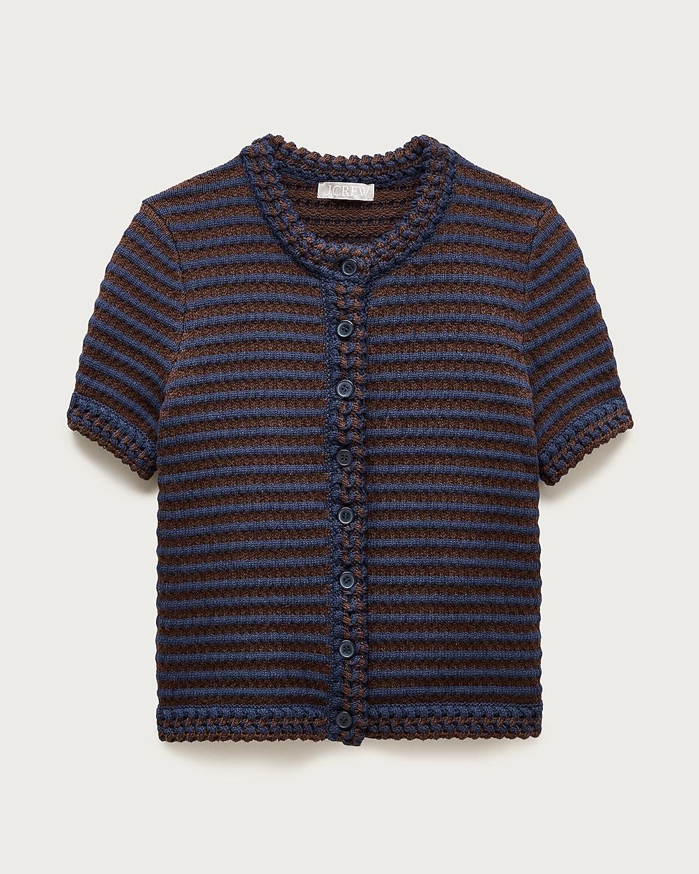 Crochet short-sleeve cardigan in stripe by J.CREW