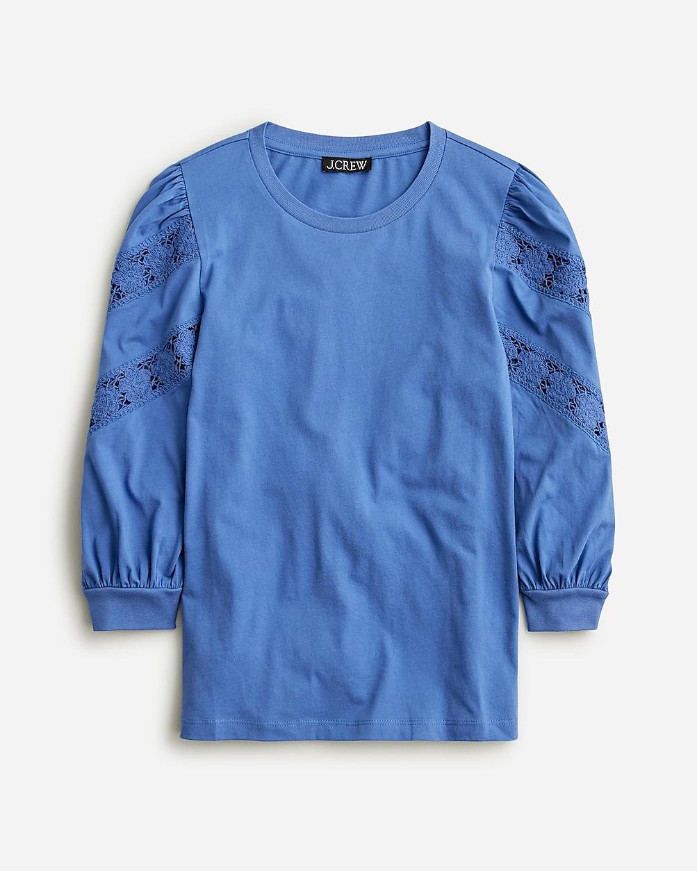 Crochet-trim puff-sleeve T-shirt by J.CREW