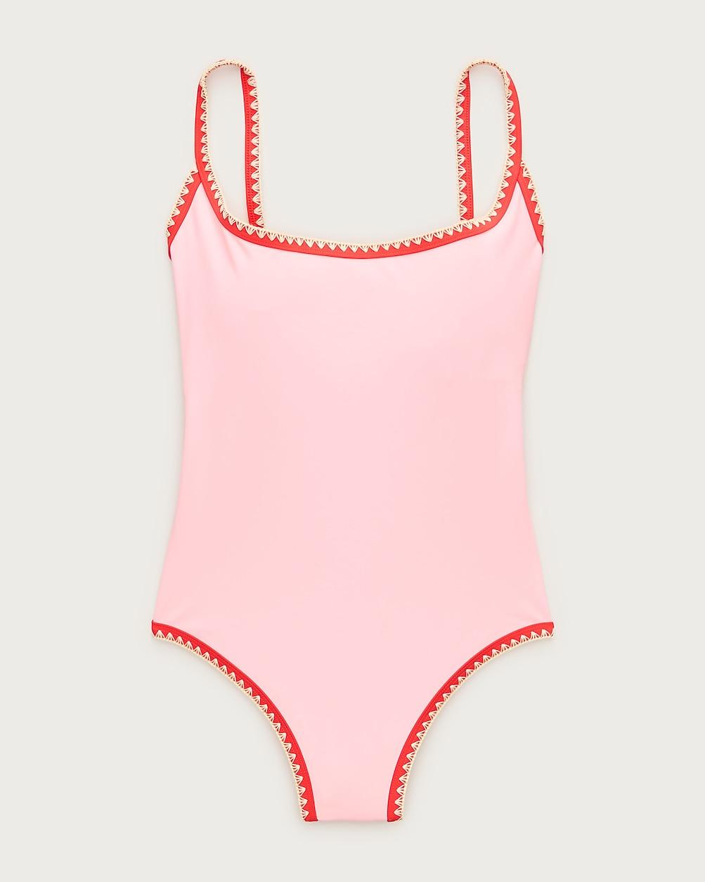 Crochet-trim scoopback one-piece by J.CREW
