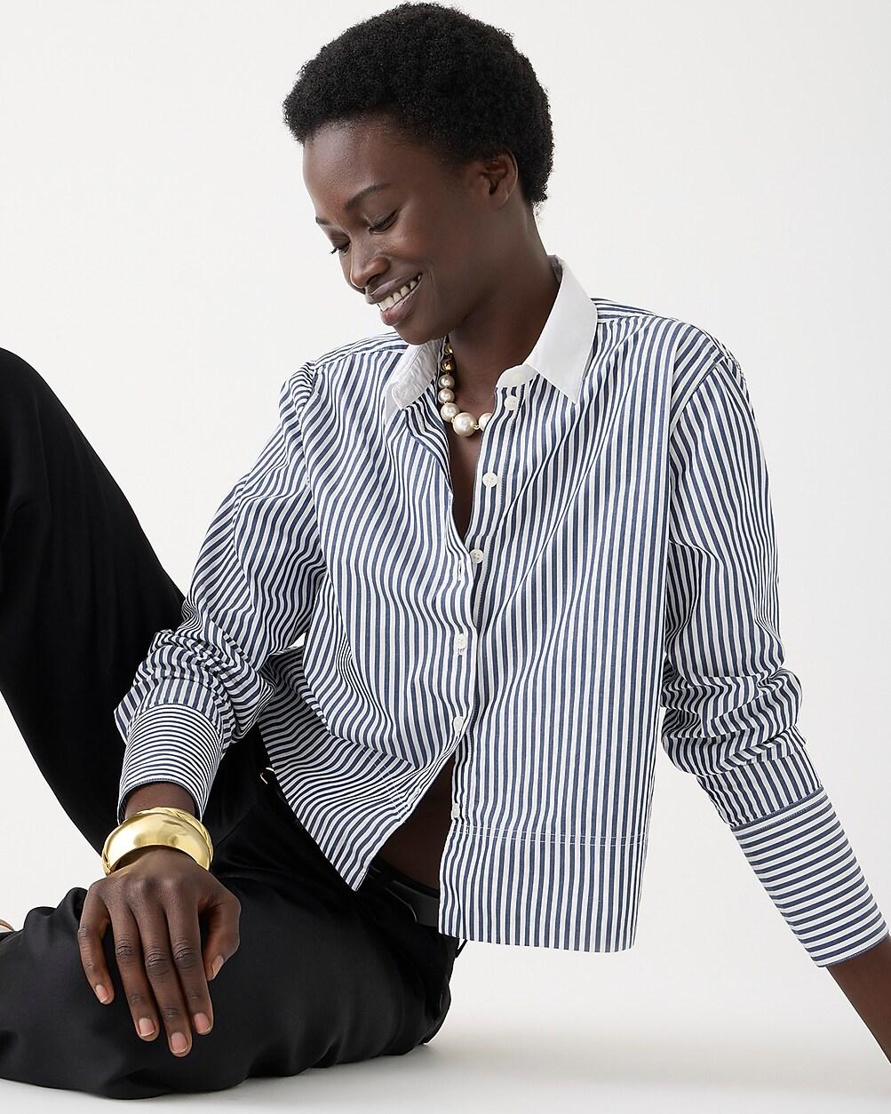 Cropped garçon shirt in striped print by J.CREW