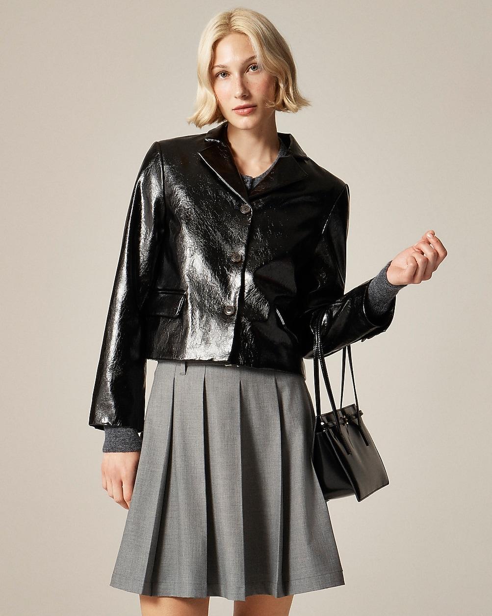 Cropped peacoat in faux patent leather by J.CREW