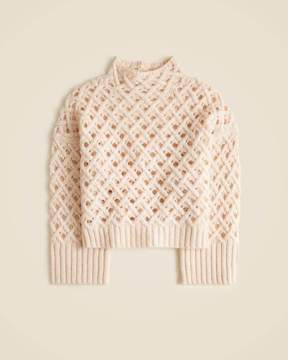Cross-cable mockneck sweater in wool blend by J.CREW