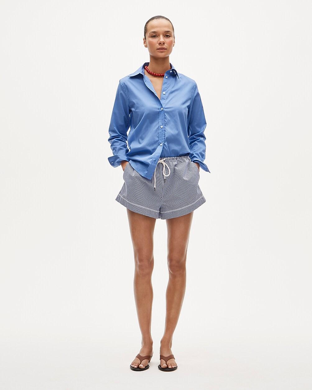 Cruise drawstring short in gingham cotton poplin by J.CREW