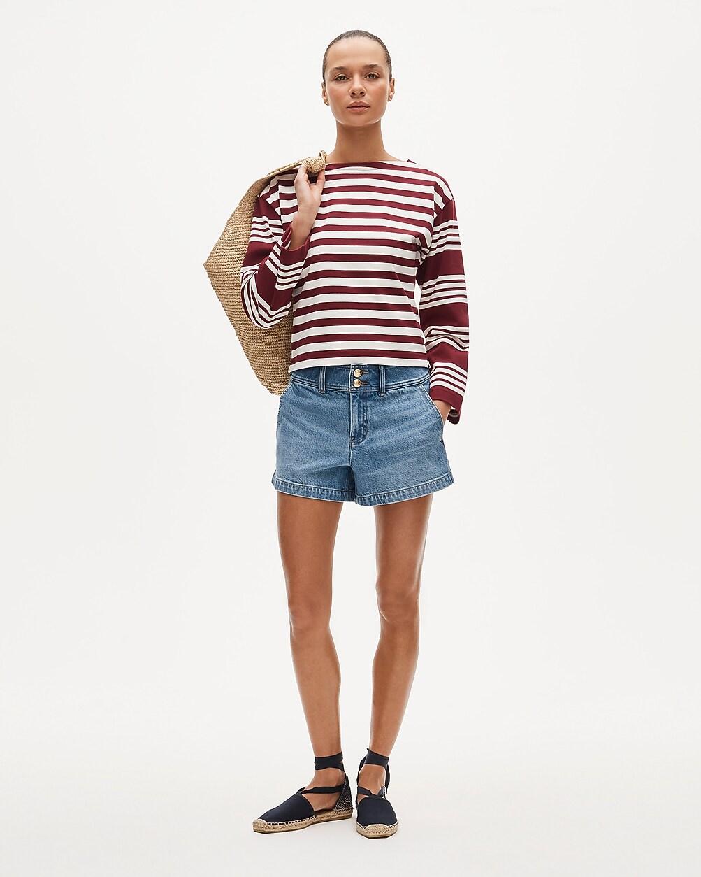Denim short with stacked buttons by J.CREW