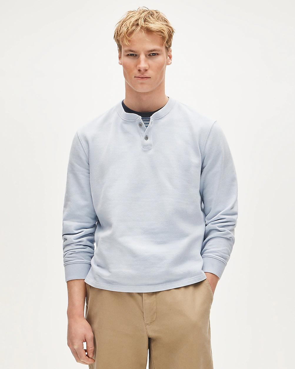 Dense cotton herringbone henley by J.CREW