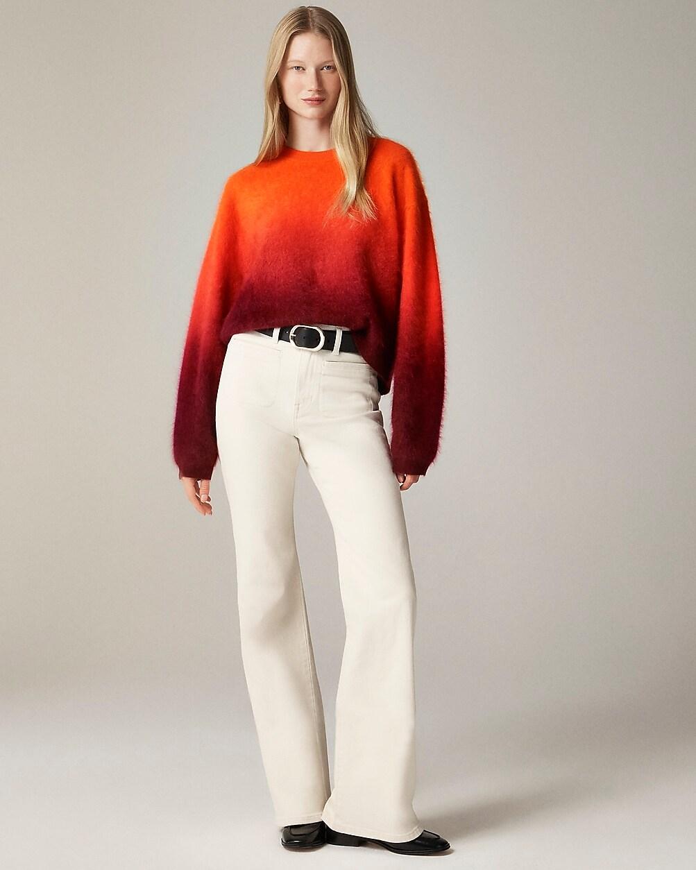 Dip-dyed brushed cashmere crewneck sweater by J.CREW