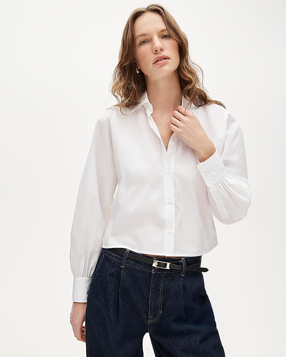 Dolman-sleeve button down shirt in cotton poplin by J.CREW