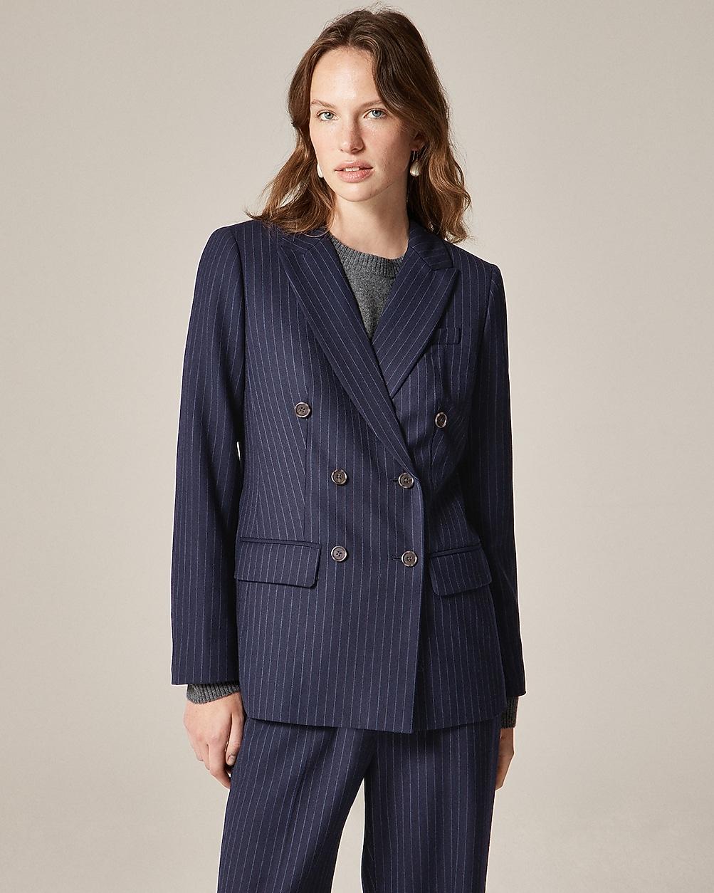 Double-breasted blazer in pinstriped wool blend by J.CREW