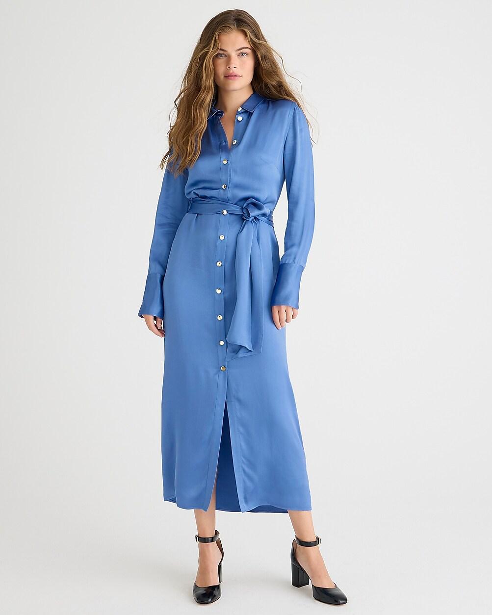 Drapey shirt-dress in luster crepe by J.CREW