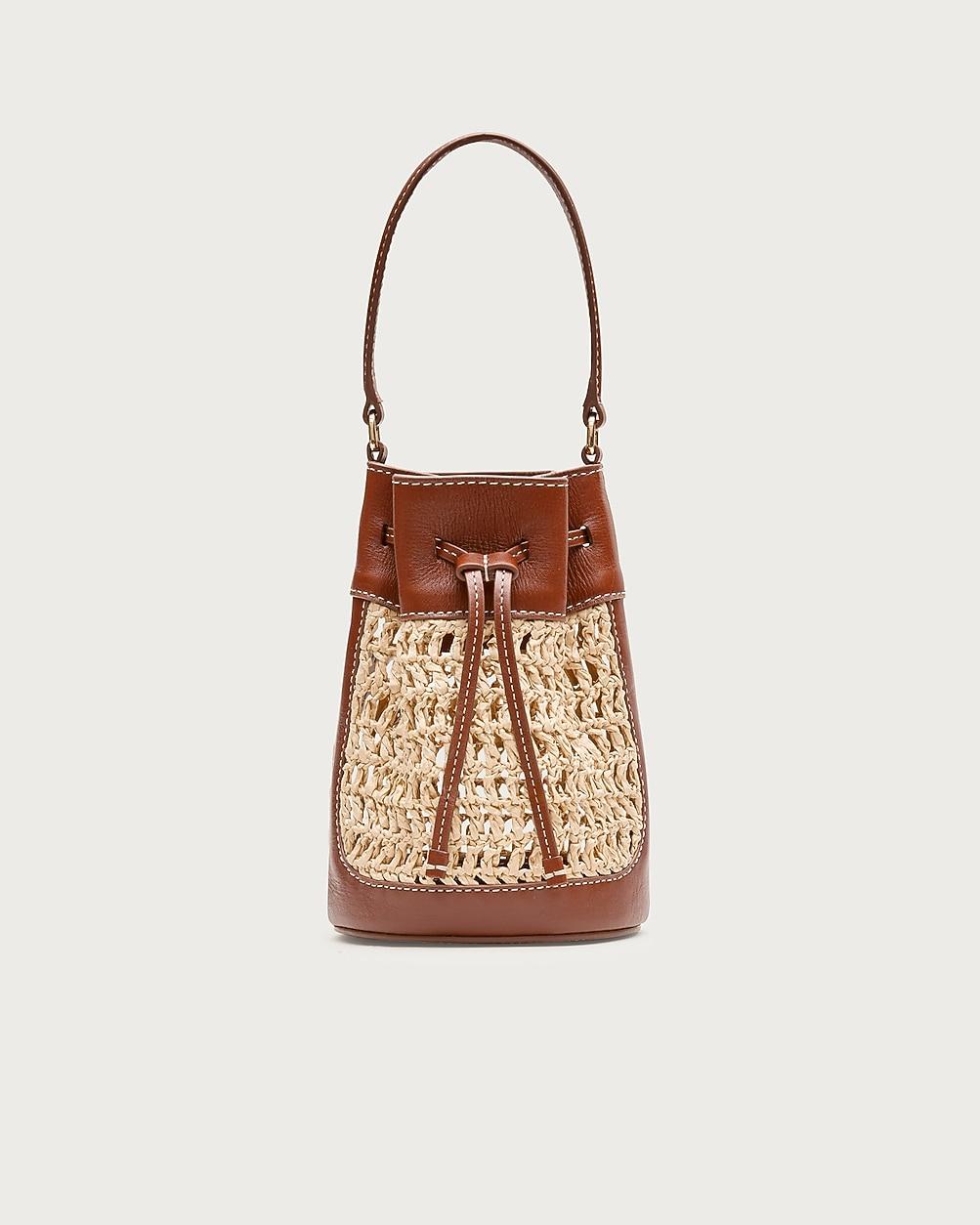 Drawstring bag in straw and leather by J.CREW Drawstring bag in straw and leather by J.CREW