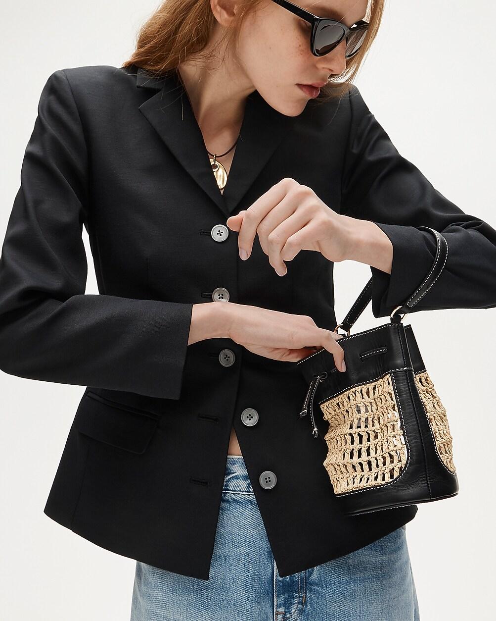 Drawstring bag in straw and leather by J.CREW Drawstring bag in straw and leather by J.CREW