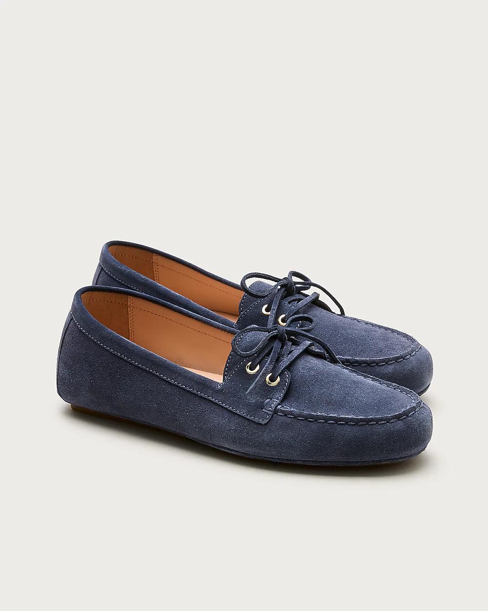 Driving loafers in suede with two sets of laces by J.CREW