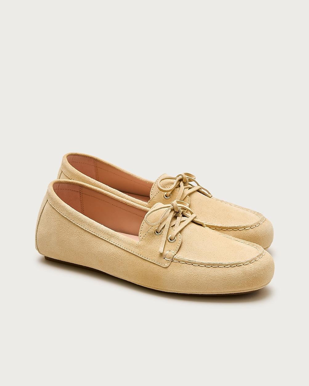 Driving loafers in suede with two sets of laces by J.CREW