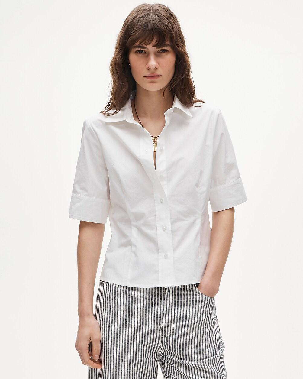 Eleanor slim-fit elbow-sleeve shirt in cotton poplin by J.CREW