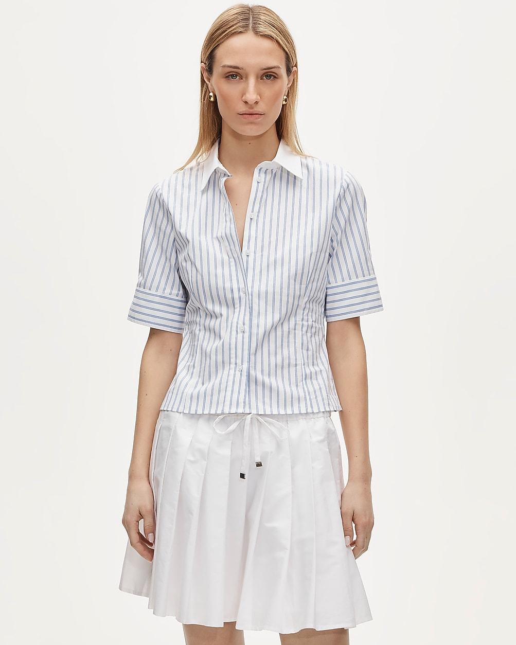 Eleanor slim-fit elbow-sleeve shirt in striped cotton poplin by J.CREW