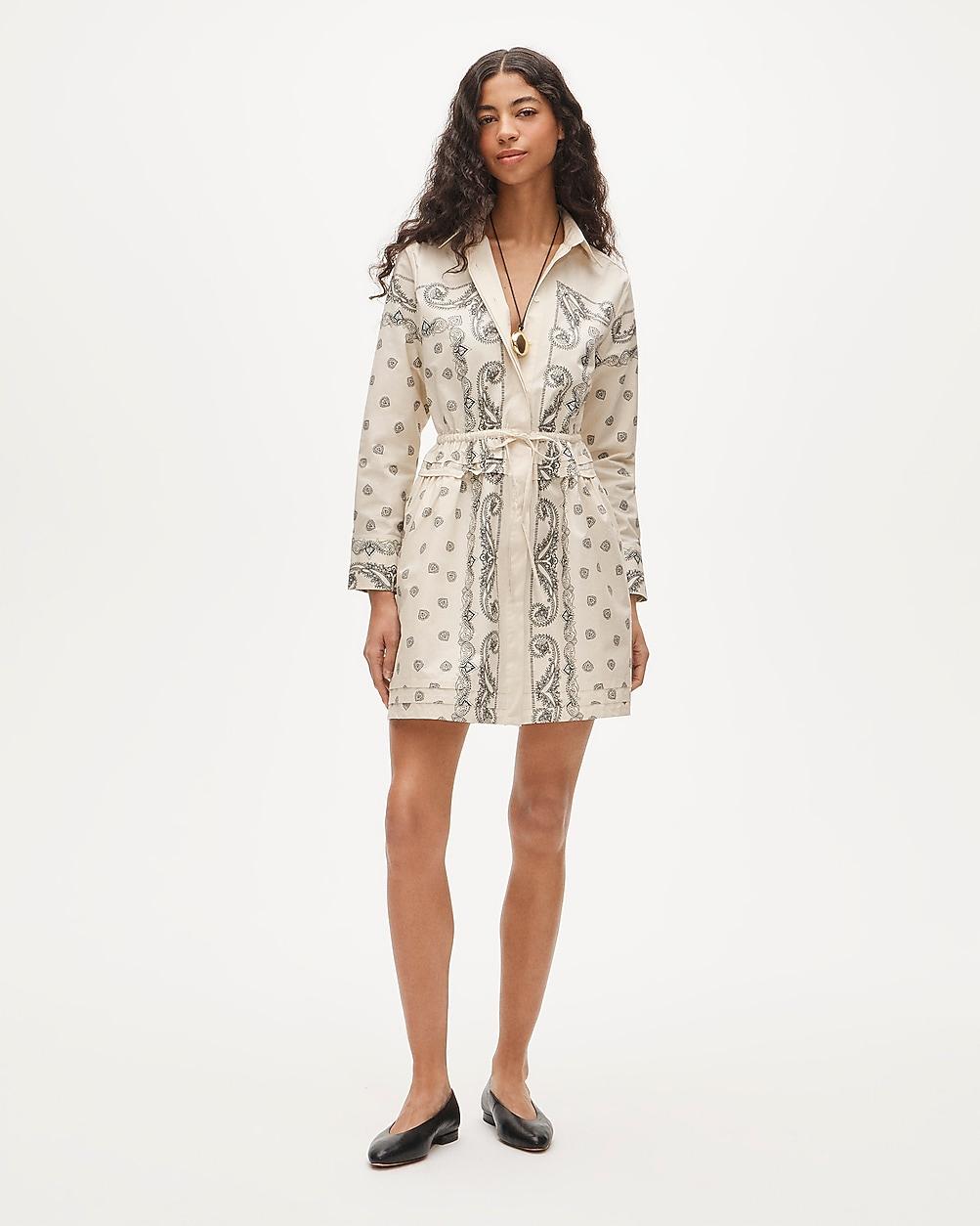 Elena mini shirt-dress in bandana-print cotton poplin by J.CREW