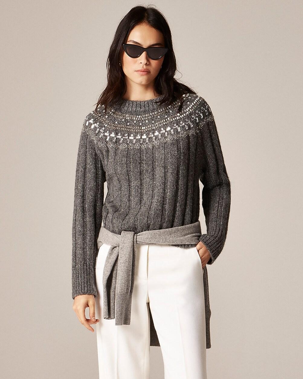 Embellished Fair Isle sweater in wool blend by J.CREW