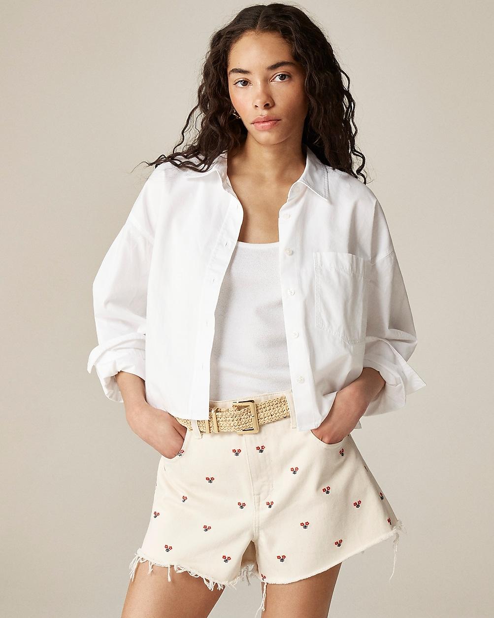 Embroidered lower-rise denim short by J.CREW