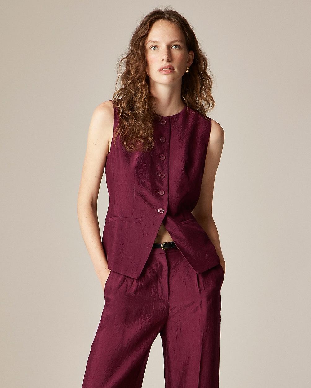 Essential cutaway vest top in textured satin by J.CREW