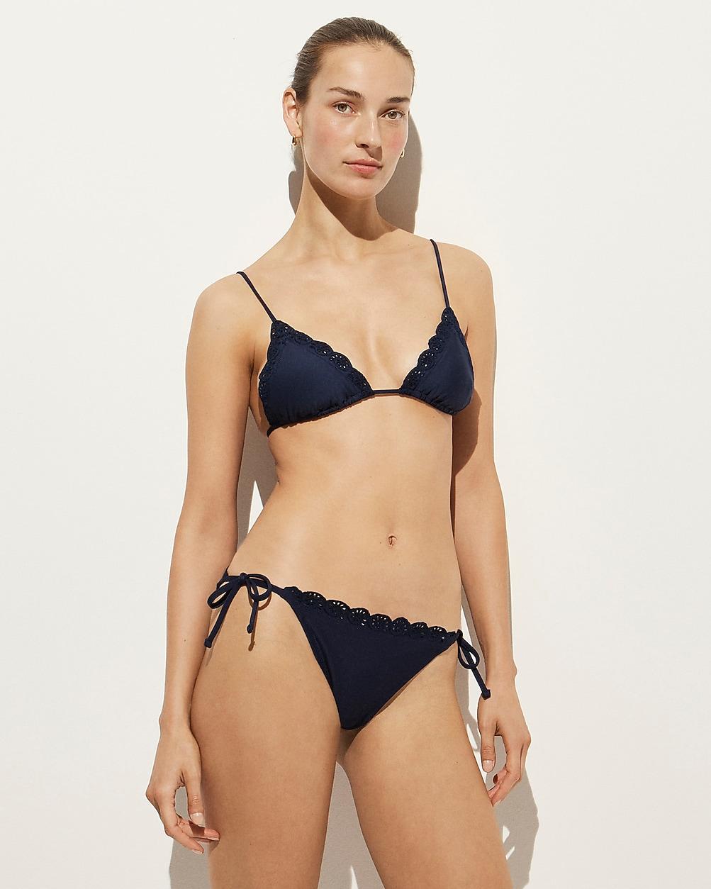 Eyelet string bikini bottom in Classic Sculpt™ by J.CREW