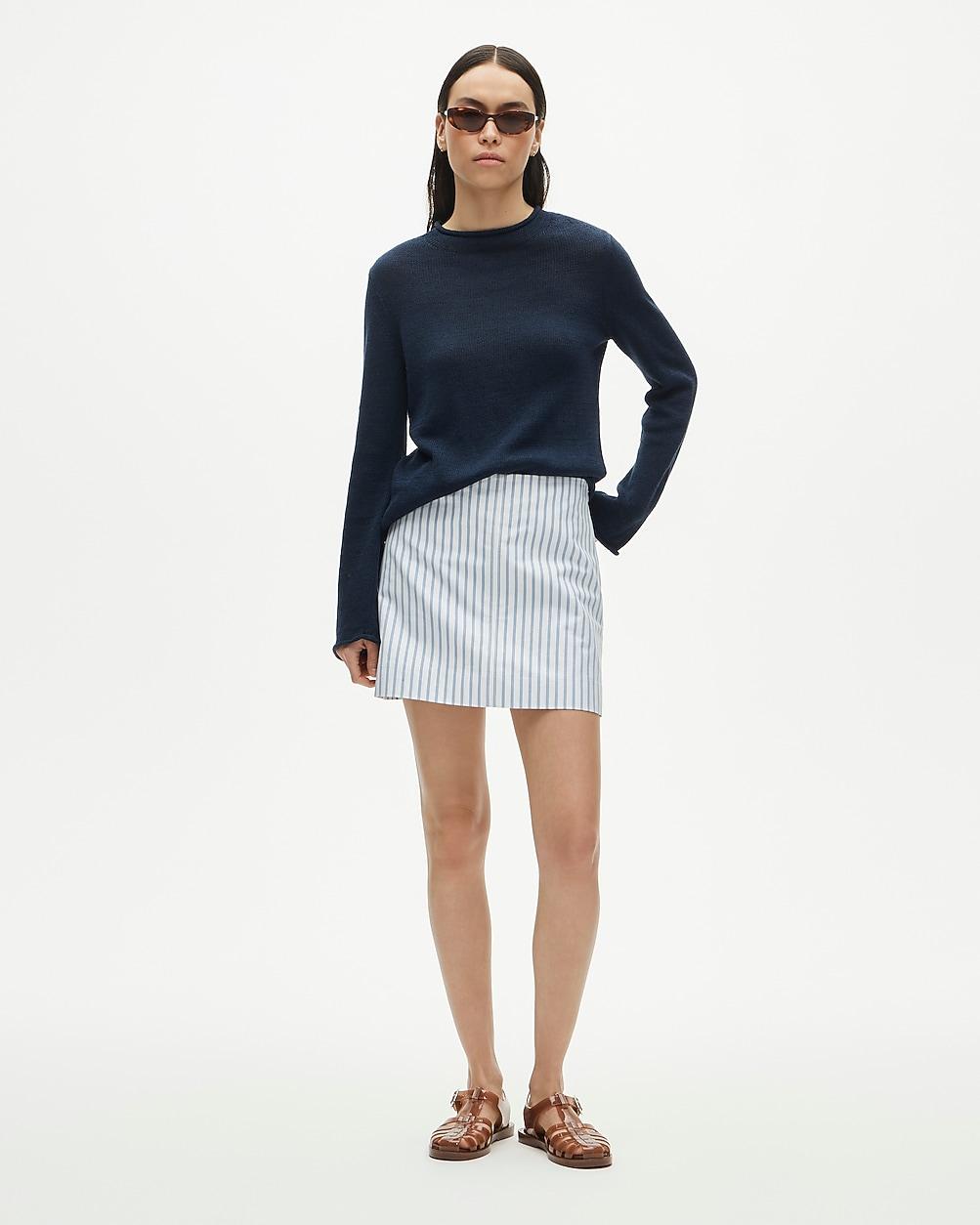 Fairfax mini skirt in striped double cotton poplin by J.CREW