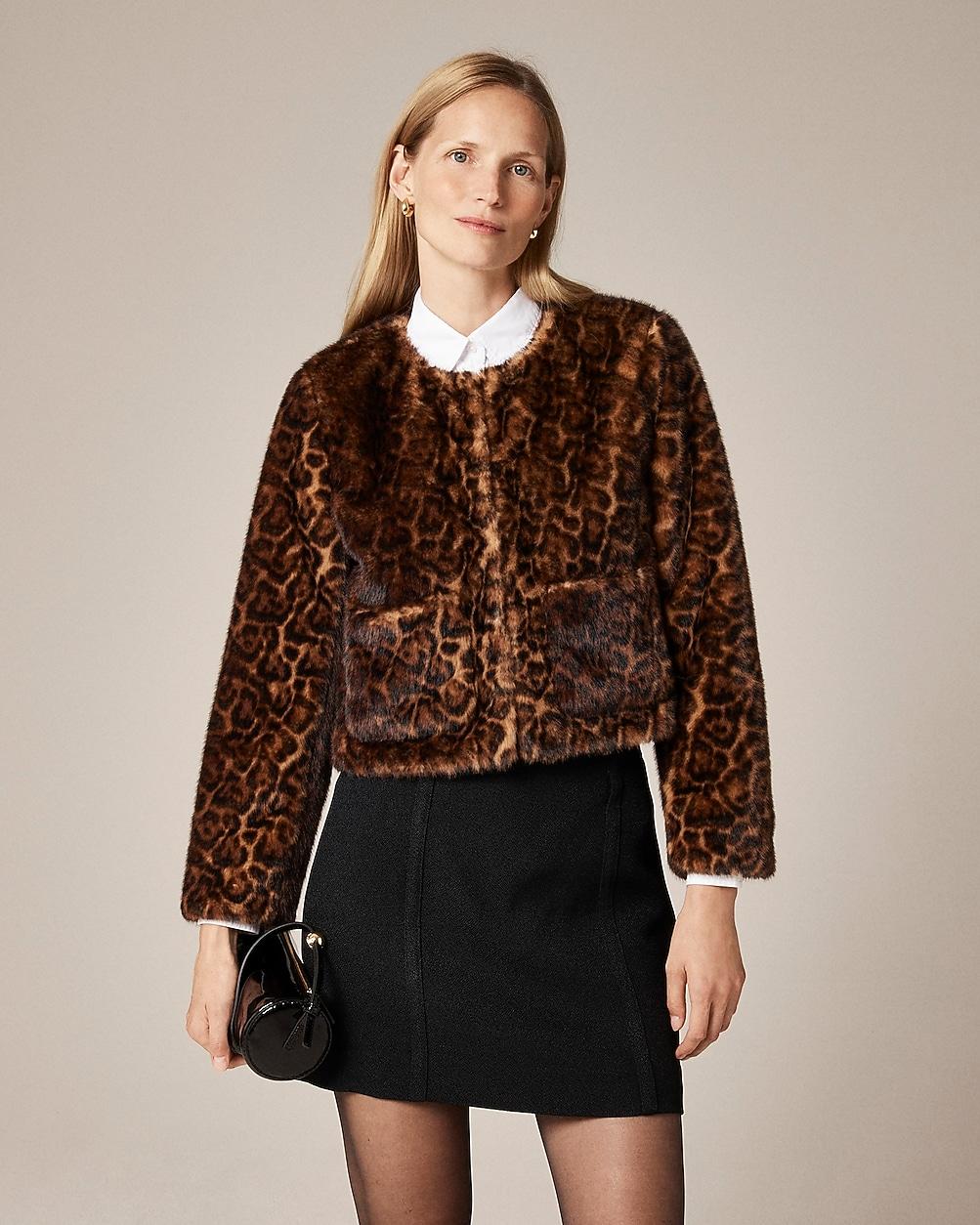 Faux-fur lady jacket in leopard print by J.CREW
