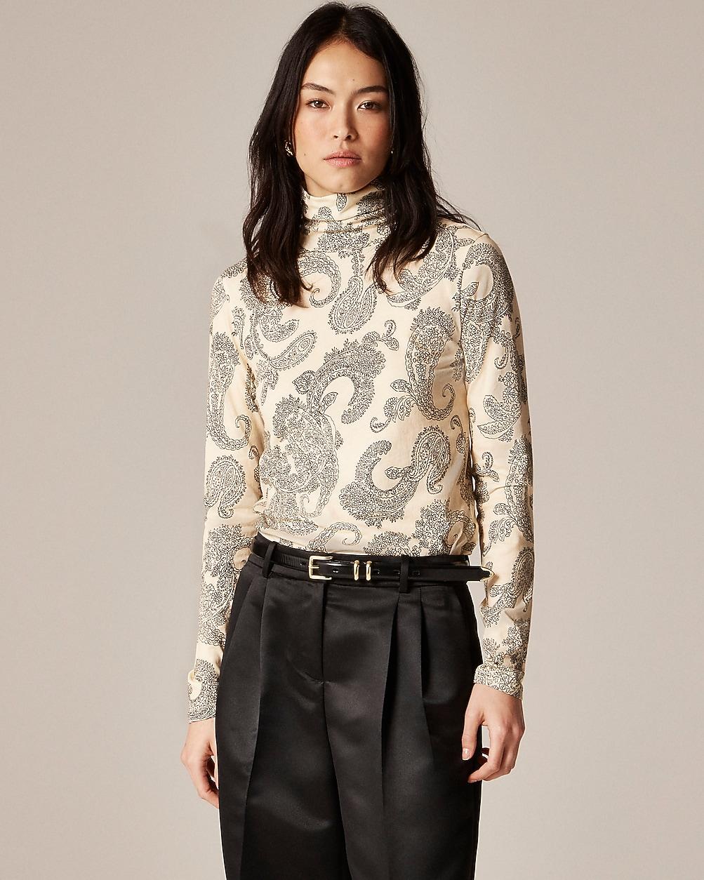 Feather jersey turtleneck in paisley by J.CREW
