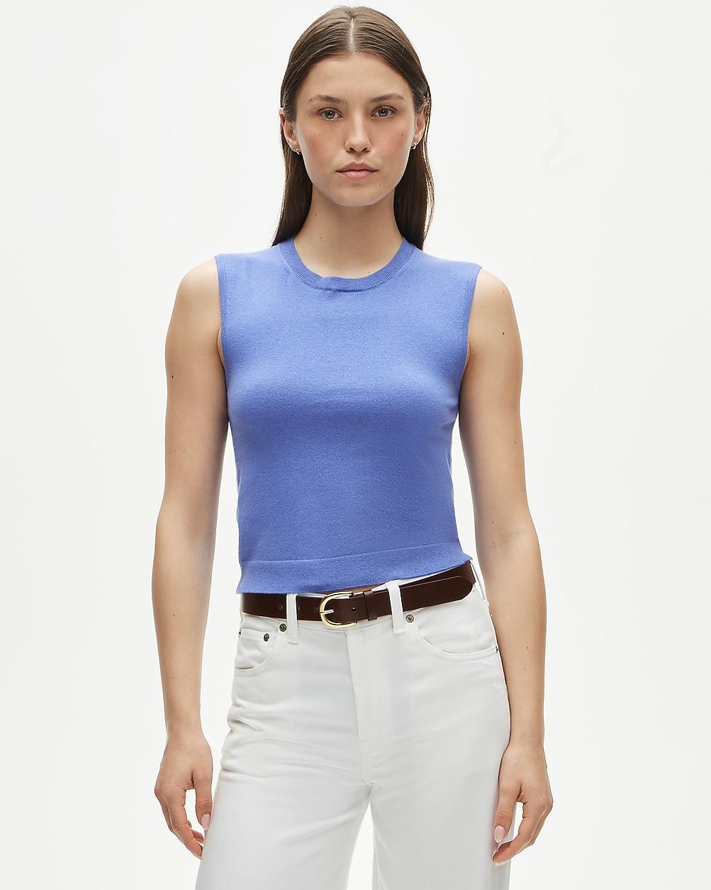 Featherweight cashmere-blend cropped sweater shell by J.CREW