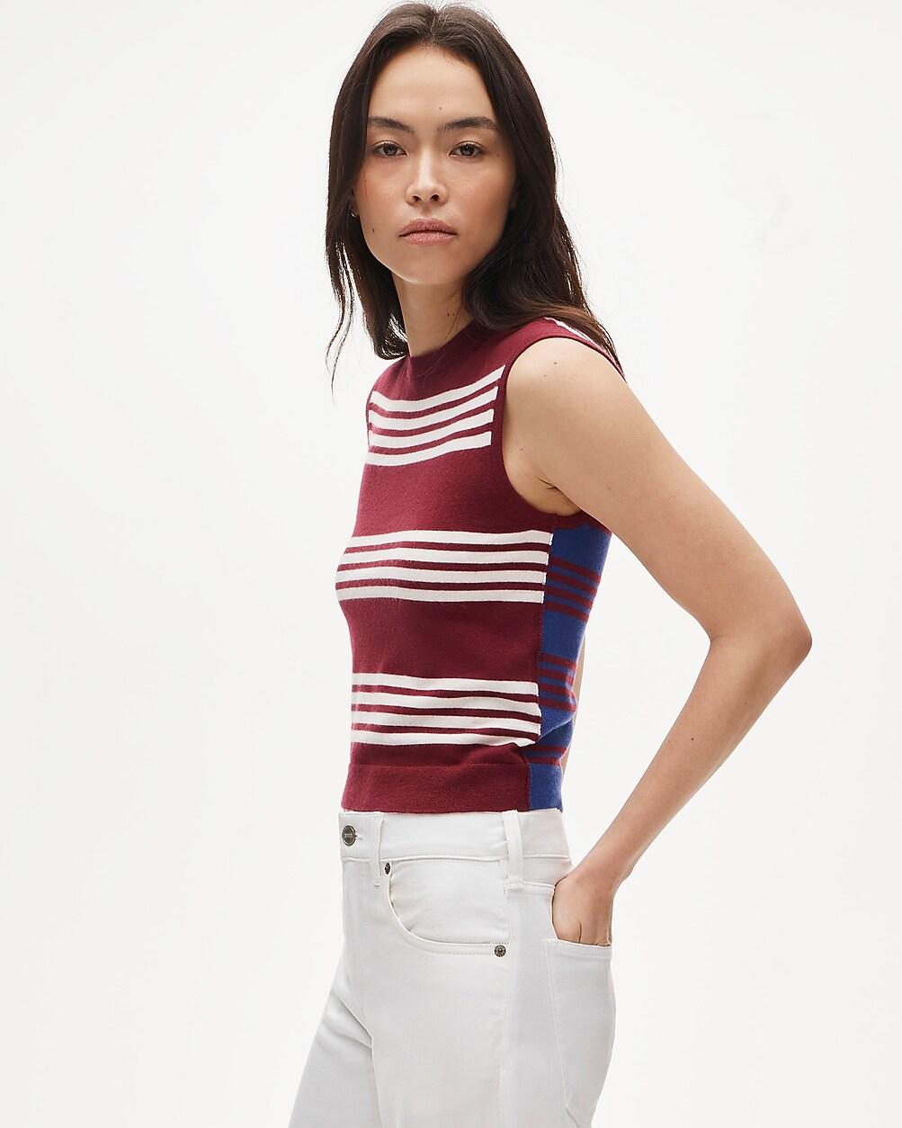 Featherweight cashmere-blend sweater shell in mixed stripe by J.CREW