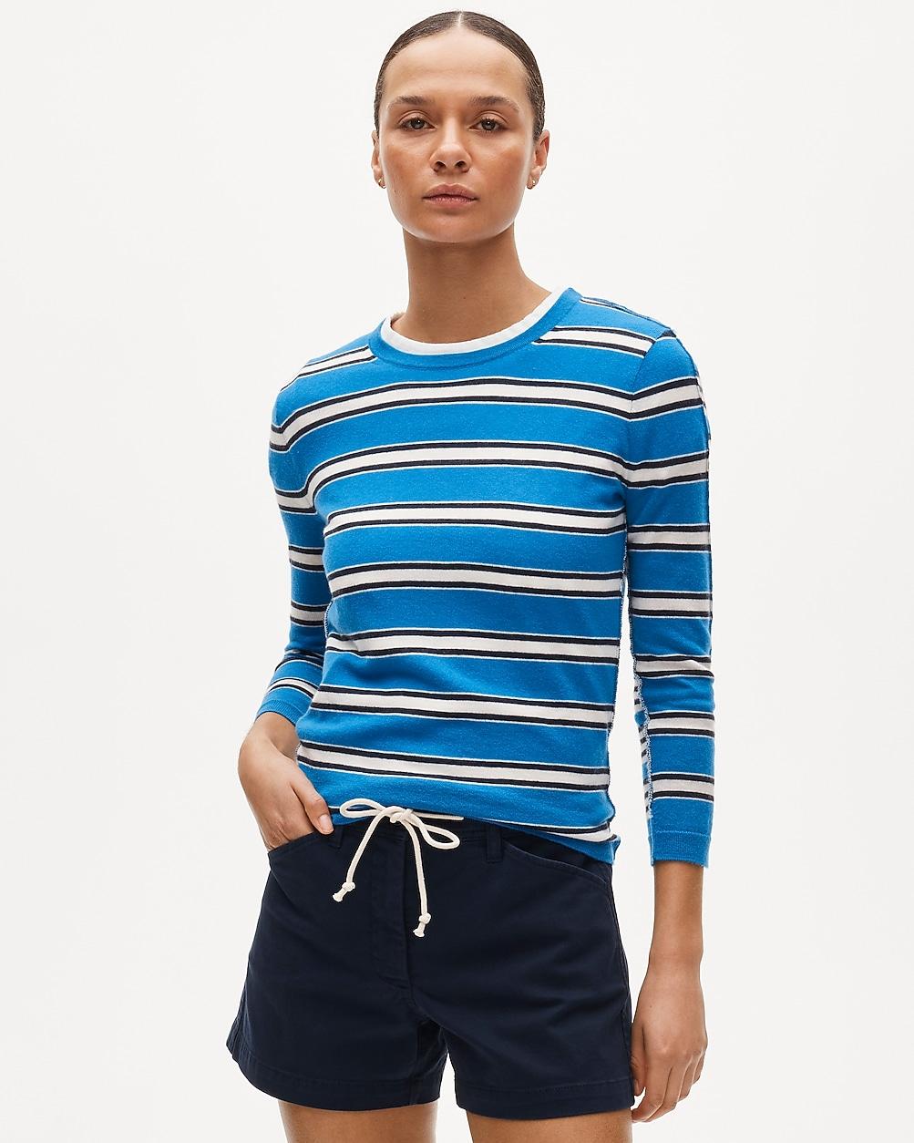 Featherweight cashmere crewneck in mixed stripe by J.CREW