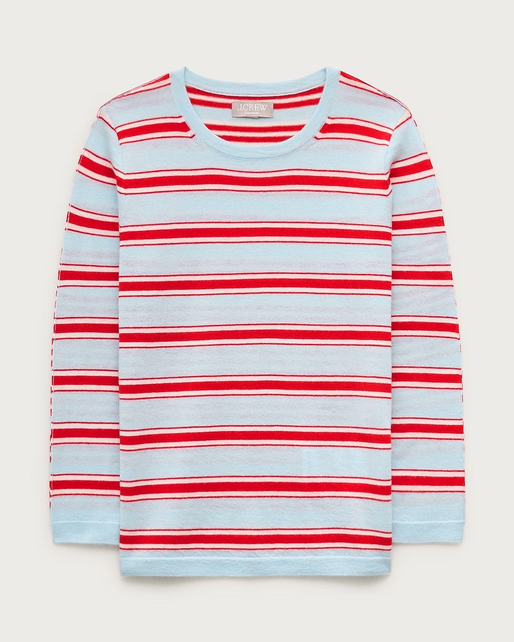 Featherweight cashmere crewneck in mixed stripe by J.CREW