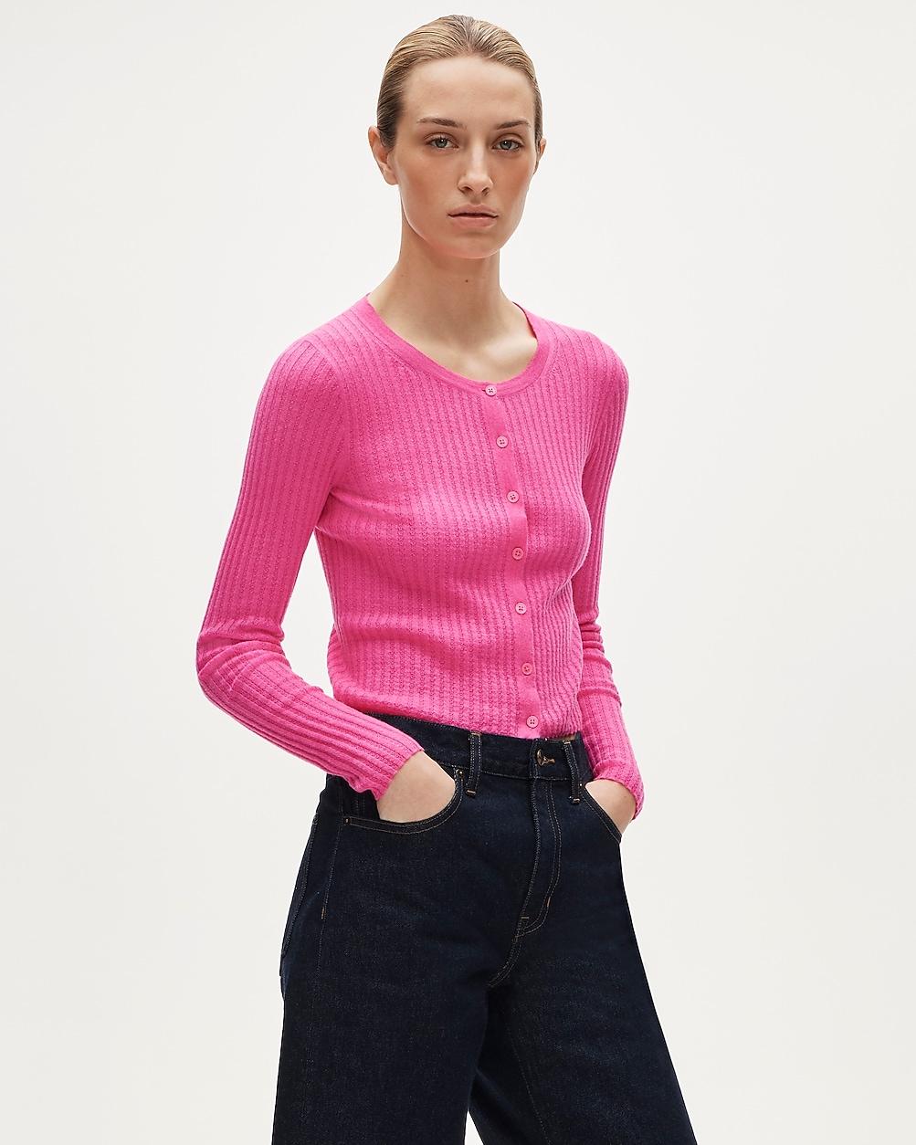 Featherweight cashmere pointelle cardigan by J.CREW
