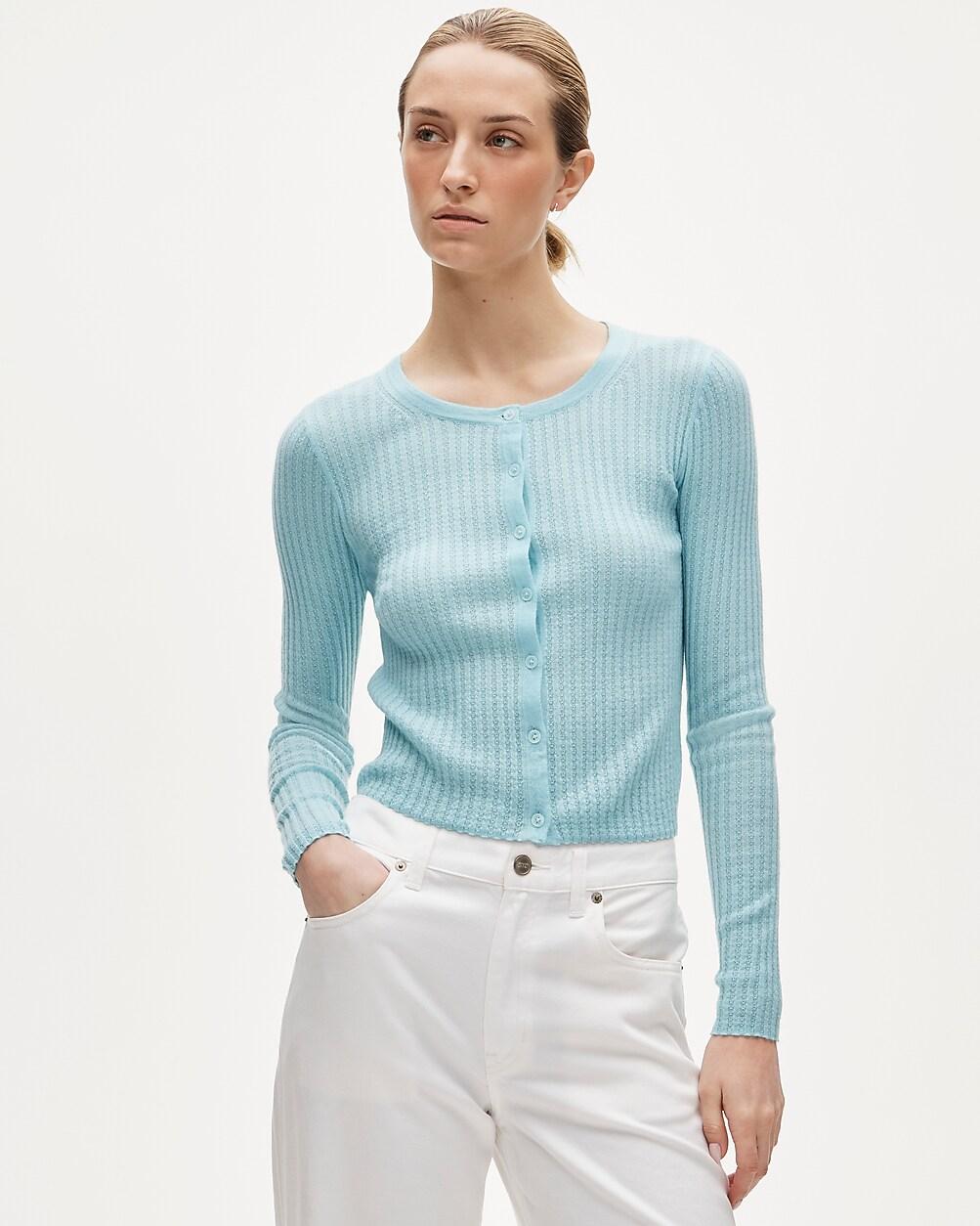 Featherweight cashmere pointelle cardigan by J.CREW